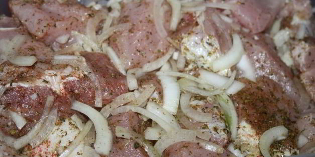 шашлык сочный в луковом маринаде