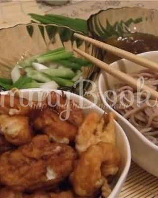 Зару соба Гречневая лапша, овощи темпура и креветки