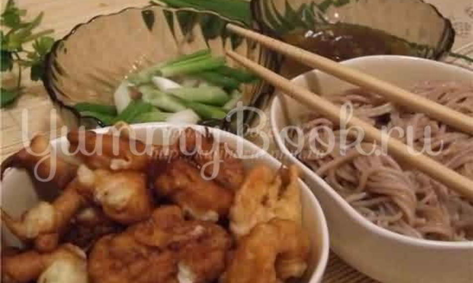 Рецепт зару соба гречневая лапша, овощи темпура и креветки