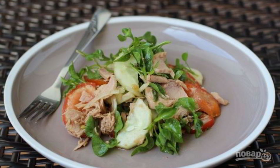 Рецепт легкий салат с тунцом