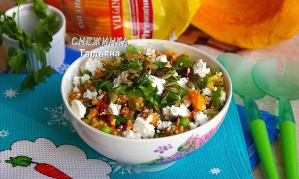 Рецепт пикантный салат из пшена с морковной заправкой