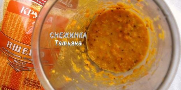 пикантный салат из пшена с морковной заправкой