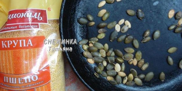 пикантный салат из пшена с морковной заправкой