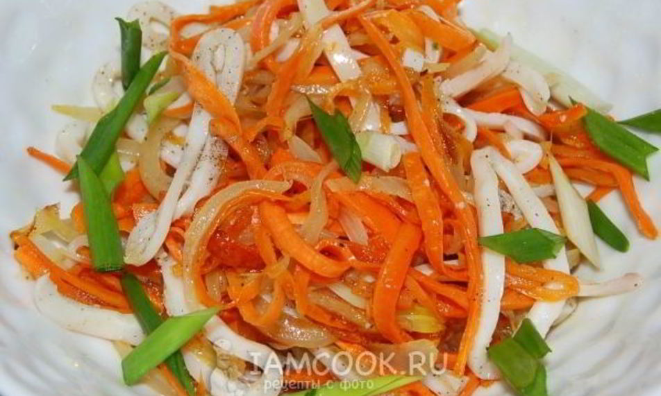 Рецепт салат из кальмаров с морковью