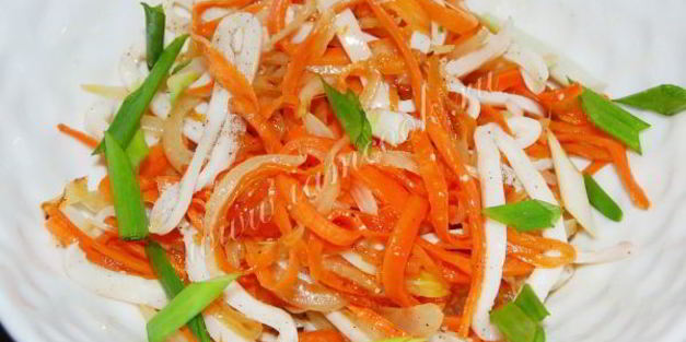 салат из кальмаров с морковью