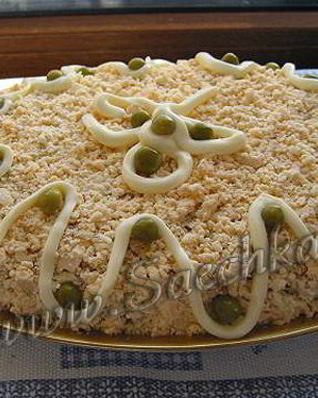 Салат Мимоза с горбушей