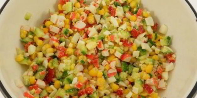 салат мозаика с крабовыми палочками