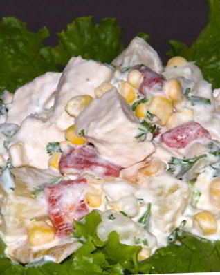 Салат с ананасами и курицей
