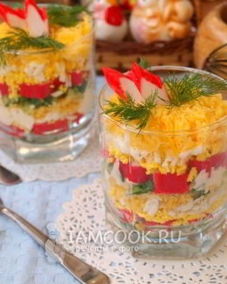 Салат с крабовыми палочками и огурцом