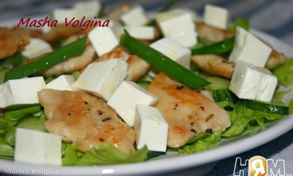 Рецепт салат с курицей и сыром фета