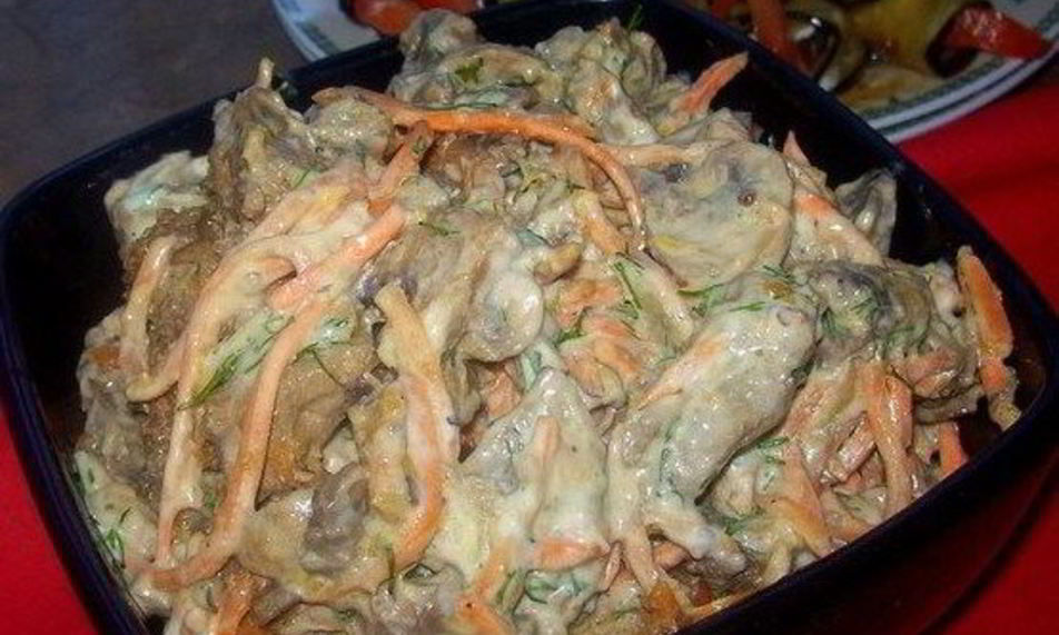 Рецепт салат с печенью и корейской морковью