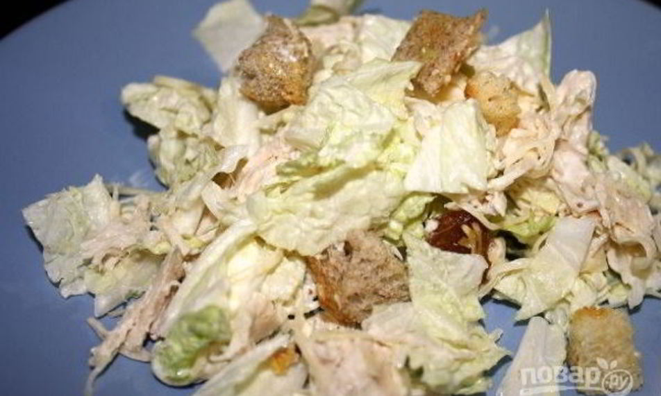 Рецепт салат с сухариками и пекинской капустой