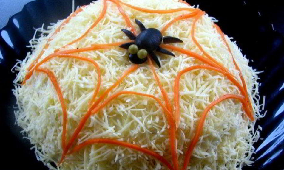 Рецепт слоеный салат паутинка с курицей