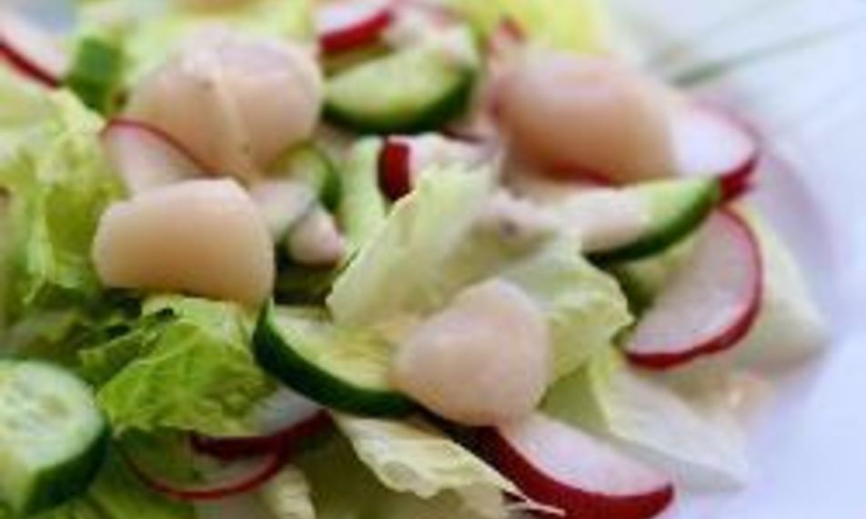 Рецепт зеленый салат с гребешками