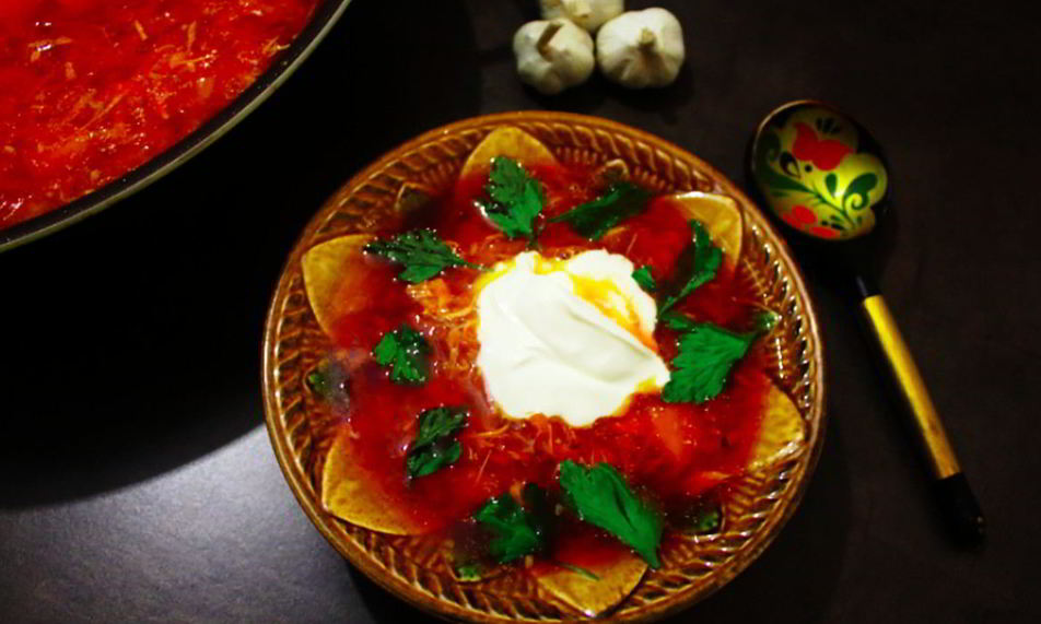 Рецепт борщ на курином бульоне и сале