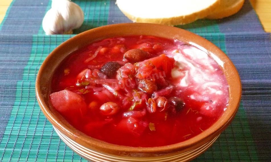 Рецепт борща с фасолью постного