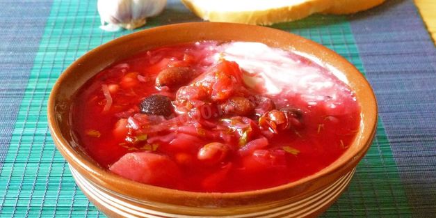 борщ с фасолью постный