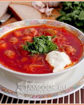 Борщ с фрикадельками