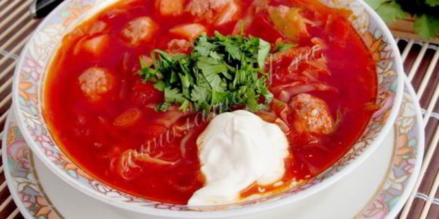 борщ с фрикадельками