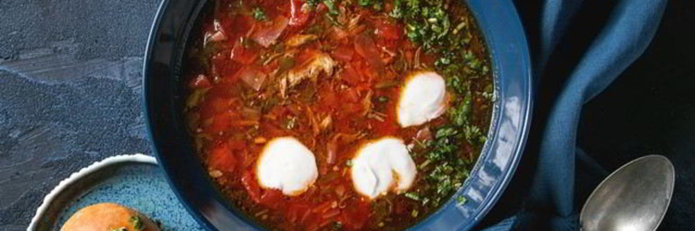 Борщ с копченым салом