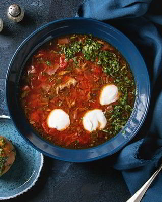 Борщ с копченым салом