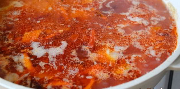 борщ с телячьим языком