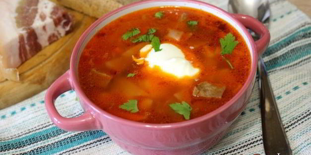 борщ с телячьим языком