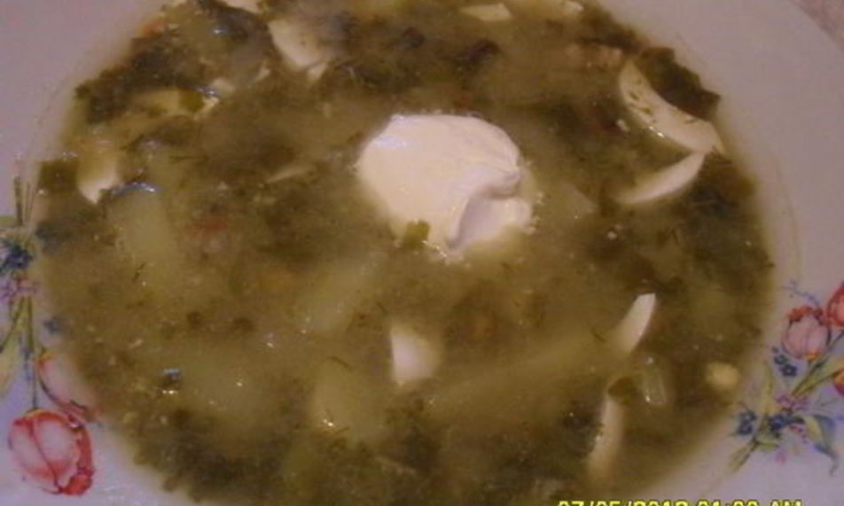 Рецепт борщ со щавелем и яйцом