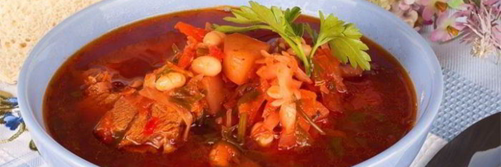 Борщ со свининой и фасолью