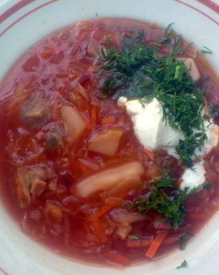 Борщ вегетарианский с грибами