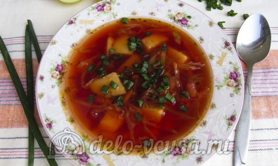 Рецепт красный борщ с фасолью