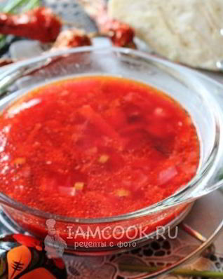 Постный борщ с грибами и фасолью