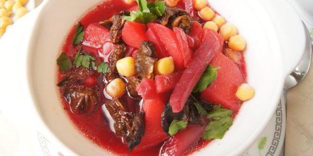 постный борщ с нутом и грибами