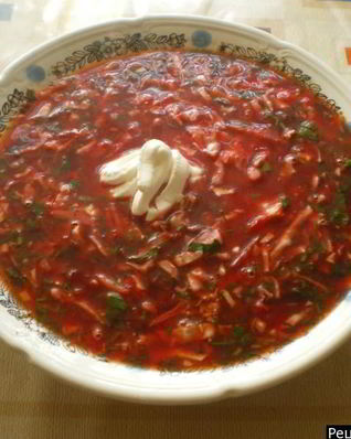 Украинский борщ со свининой и галушками