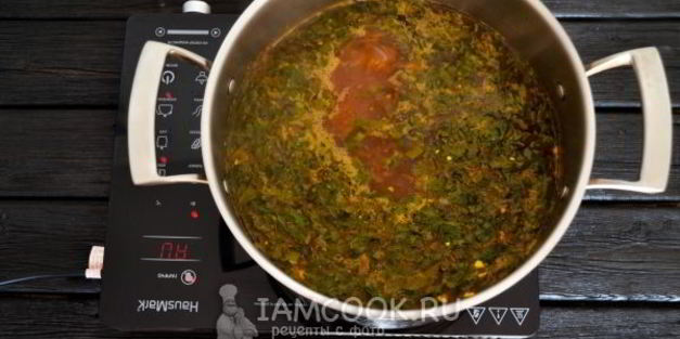 зеленый борщ со щавелем и яйцом