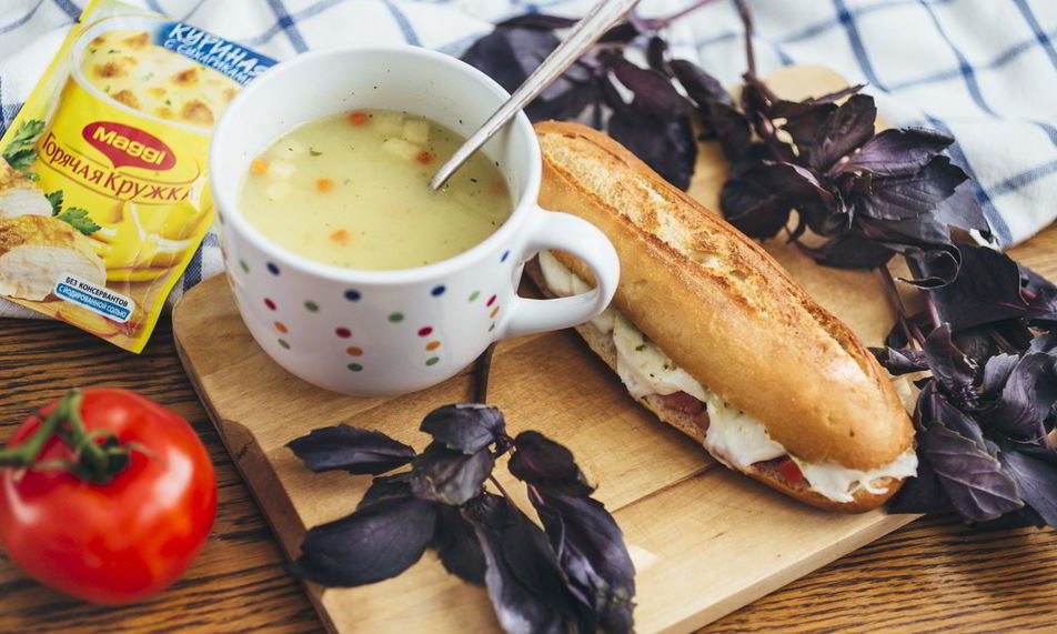 Рецепт быстрый суп с горячим бутербродом капрезе