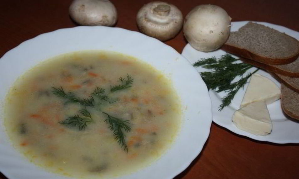 Рецепт быстрый суп с грибами и плавленым сыром