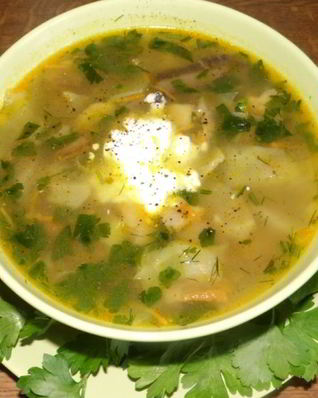 Грибной суп с капустой