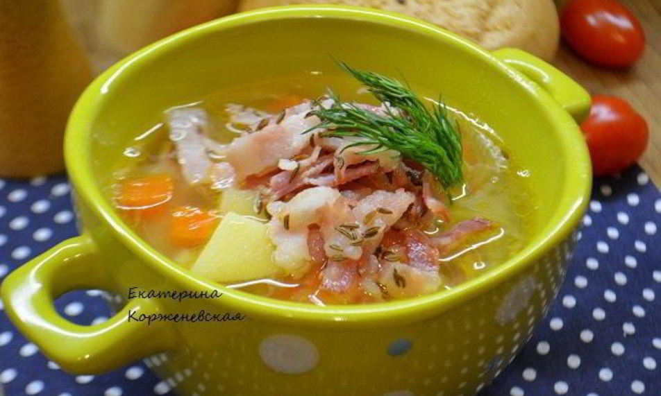 Рецепт картофельный суп с беконом и тмином