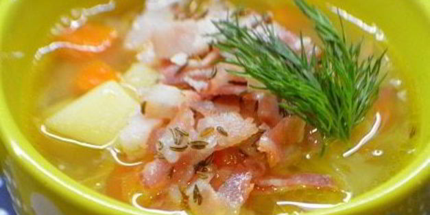картофельный суп с беконом и тмином