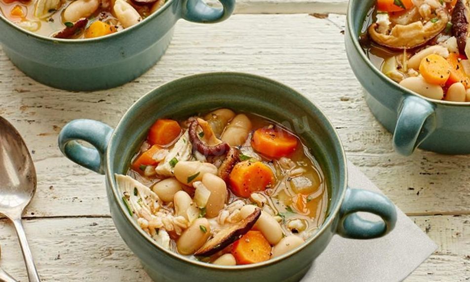 Рецепт куринный суп с фарро и шиитаке