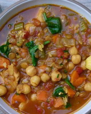 Марокканский суп с рисом, нутом и чечевицей