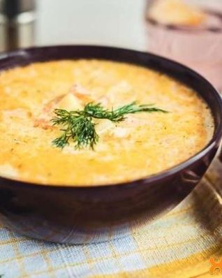 Сливочный суп из семги
