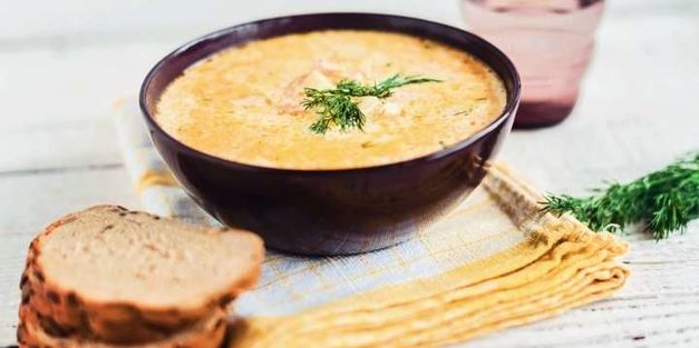 сливочный суп из семги