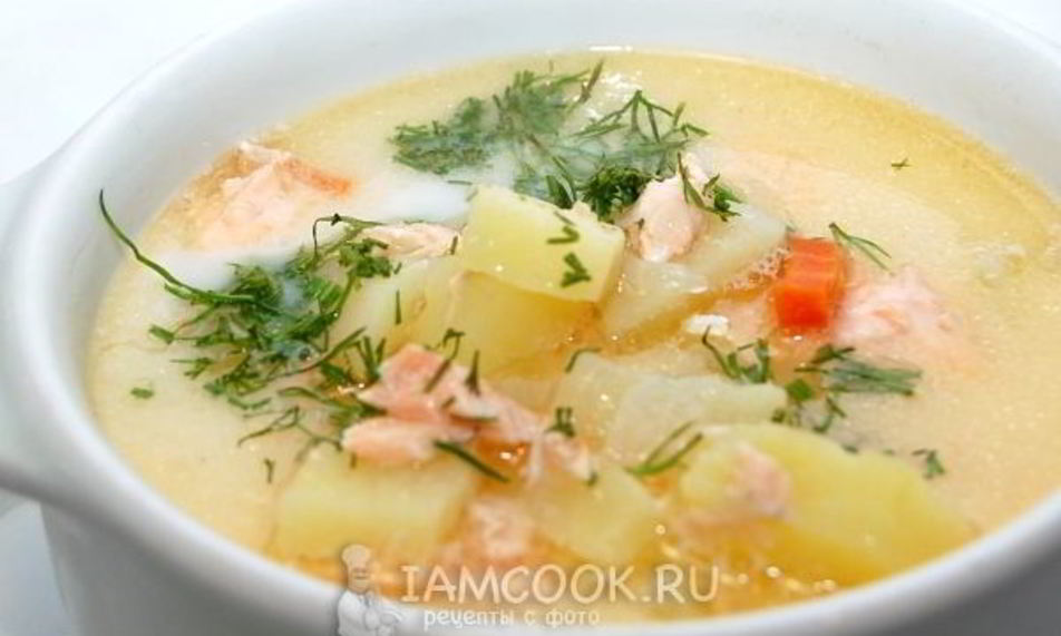 Рецепт сливочный суп с семгой