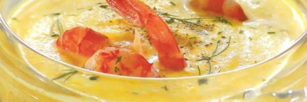 Овощной суп-пюре с креветками