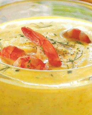 Овощной суп-пюре с креветками