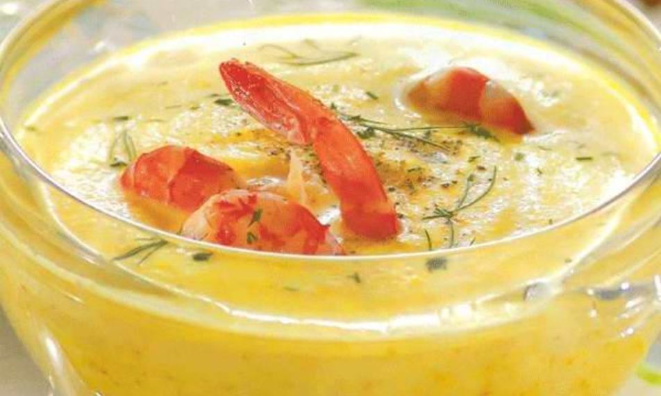Рецепт овощной суп-пюре с креветками