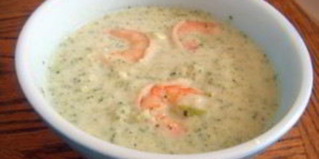 суп-пюре из брокколи с креветками