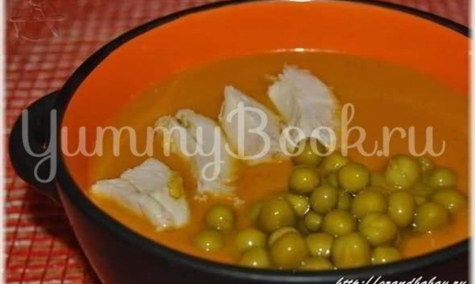 Рецепт суп-пюре из тыквы с курицей и зеленым горошком